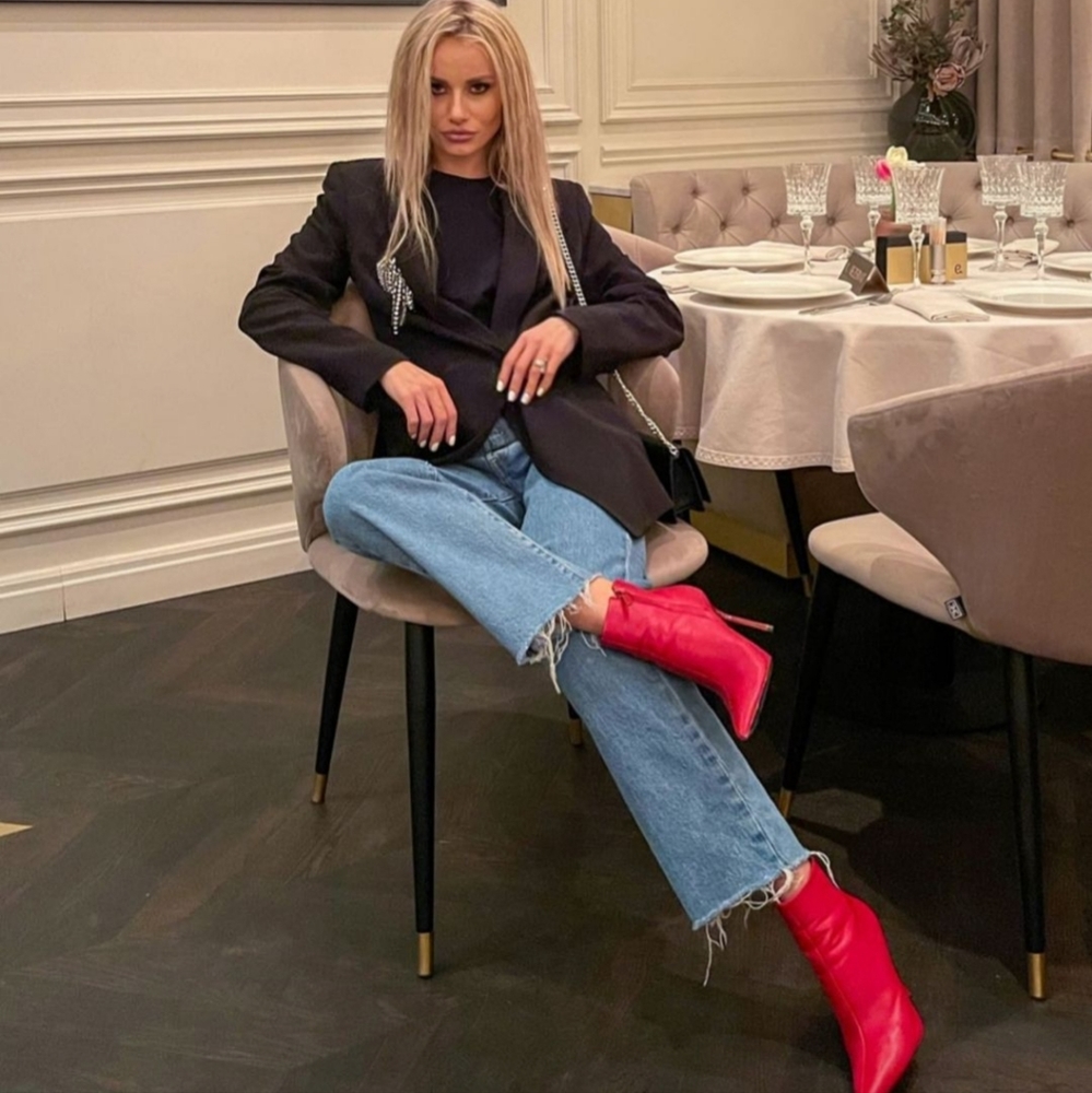 Zara Pointed Toe Heeled Ankle Boots Red